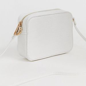 White Croc Effect Crossbody Bag
